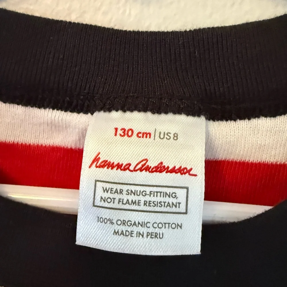 Hanna Andersson Red and White Striped Long Sleeve Skull Pajama Top - Picture 2 of 3